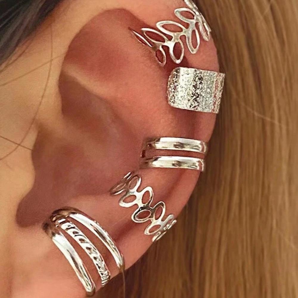 Elegant Silver Ear Cuff Set